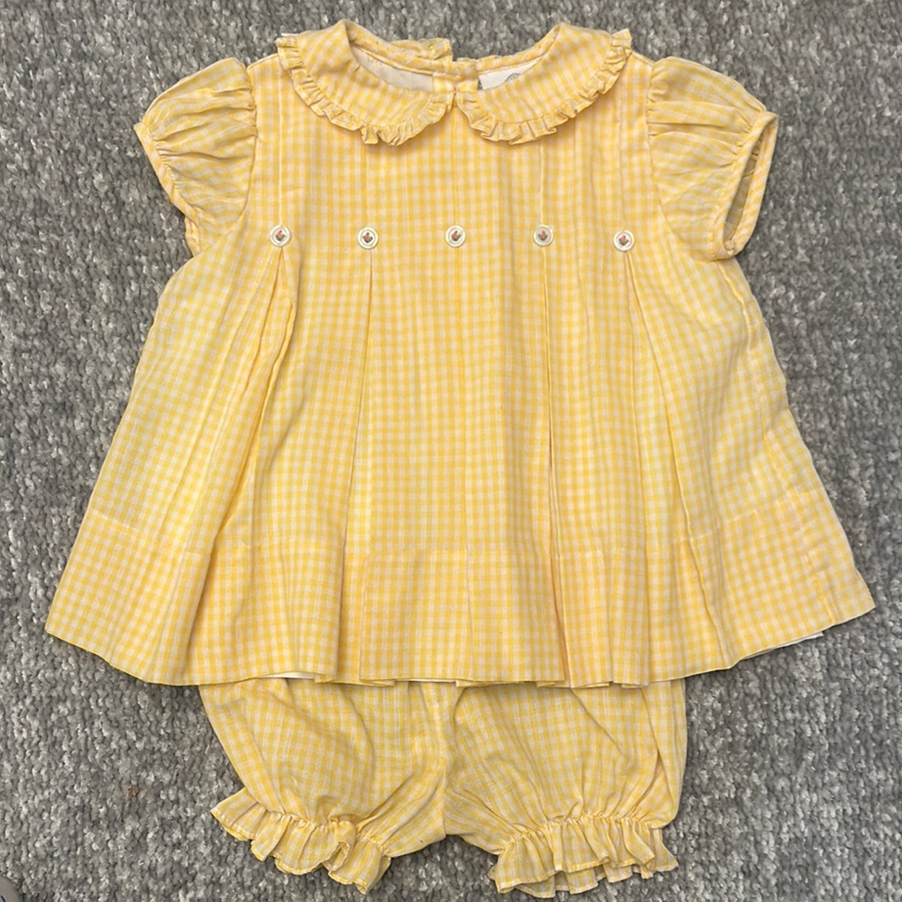 The Proper Peony yellow gingham 5 pleat size 12 month